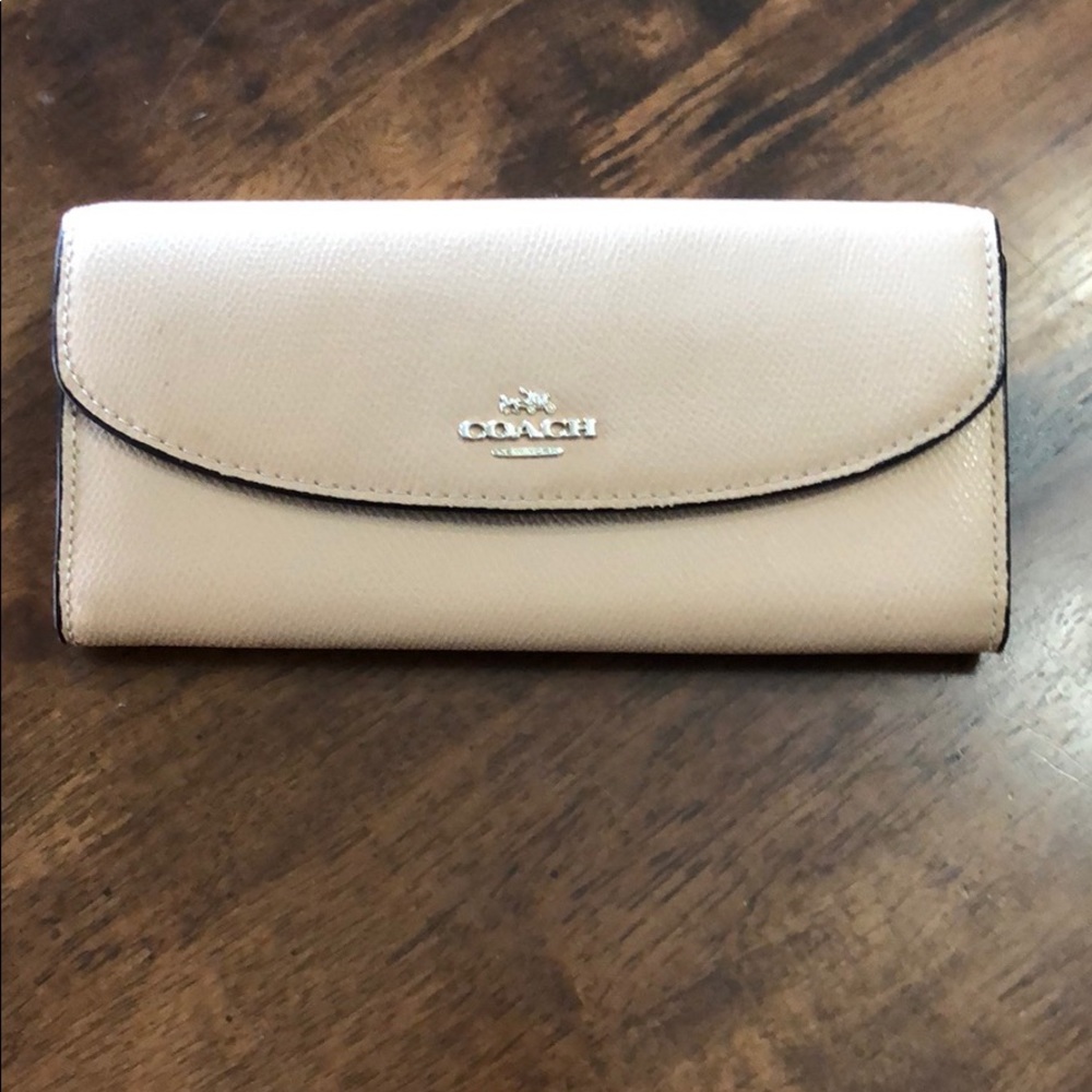 Coach Tan Wallet with Dark Brown Trim